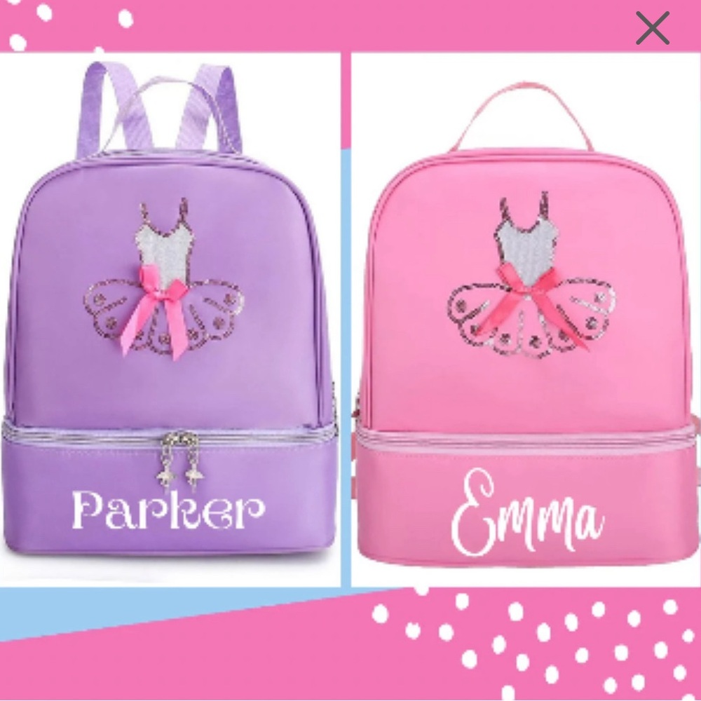 Girls dance ballet backpack with embroidered name or monogram